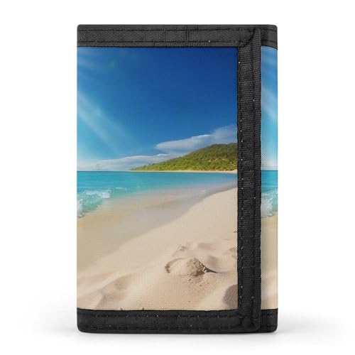 FZQVSGW Cute Elephant_80395810 Trifold Wallet Coin Purse With 8 Card Slots Credit Card Holder Divided Billfold Wallet, Bright Sunshine Summer Beach, Einheitsgröße, Modern von FZQVSGW