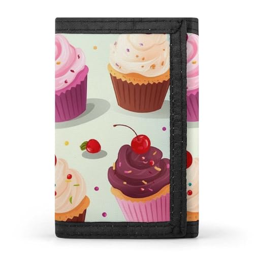 FZQVSGW Cypress Trees Outdoors Trifold Wallet Coin Purse With 8 Card Slots Credit Card Holder Divided Billfold Wallet, Leckere Cupcakes, Einheitsgröße, Modern von FZQVSGW