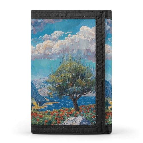 FZQVSGW Cypress Trees Outdoors Trifold Wallet Coin Purse With 8 Card Slots Credit Card Holder Divided Billfold Wallet, Zypressen im Freien, Einheitsgröße, Modern von FZQVSGW