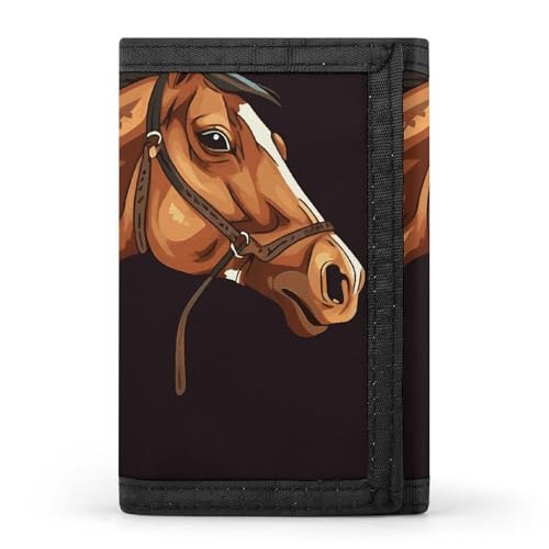 FZQVSGW Dreifach gefaltete Geldbörse mit 8 Kartenfächern, Kreditkartenhalter, geteilte Geldtasche mit Aufschrift "Merry Christmas", Braunes Pferd, Einheitsgröße, Modern von FZQVSGW