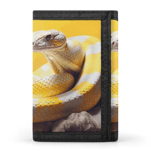 FZQVSGW Dreifach gefaltete Geldbörse mit 8 Kartenfächern, Kreditkartenhalter, geteilte Geldtasche mit Weihnachtsmann-Motiv, Gelbe und weiße Python, Einheitsgröße, Modern von FZQVSGW