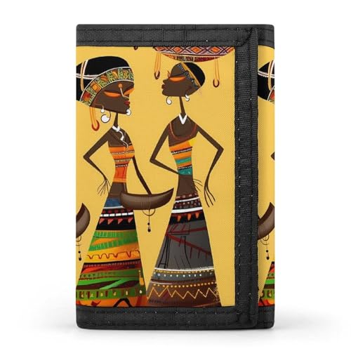 FZQVSGW Dreifach gefaltete Geldbörse mit Pferdekopf, oranger Hintergrund mit 8 Kartenfächern, Kreditkartenhalter, geteilte Geldtasche, Kreative afrikanische Kultur, Einheitsgröße, Modern von FZQVSGW