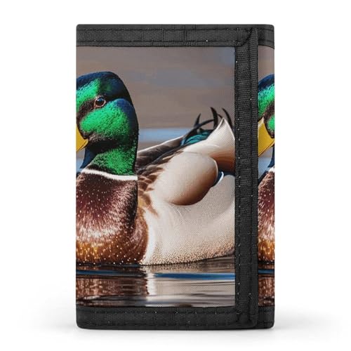 FZQVSGW Dreifach gefaltete Geldbörse mit Weißkopfseeadler und 8 Kartenfächern, Kreditkartenhalter, geteilte Geldtasche, Stockente, Einheitsgröße, Modern von FZQVSGW