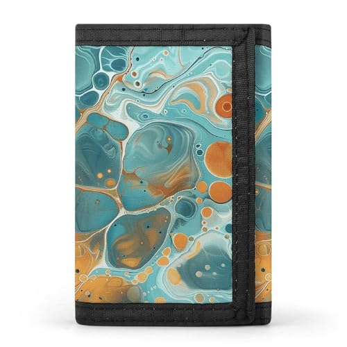 FZQVSGW Eastern Bluebird dreifach gefaltete Geldbörse mit 8 Kartenfächern, Kreditkartenhalter, geteilte Geldtasche, Orange und Türkis, Einheitsgröße, Modern von FZQVSGW