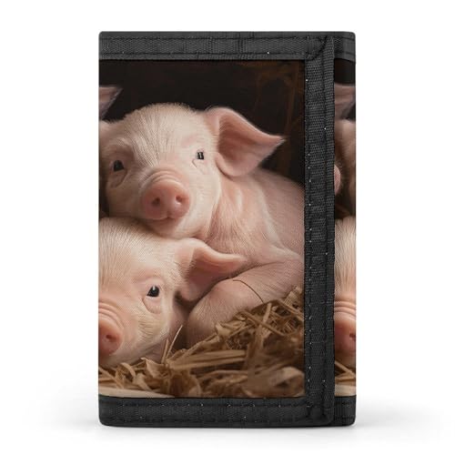 FZQVSGW Eastern Bluebird dreifach gefaltete Geldbörse mit 8 Kartenfächern, Kreditkartenhalter, geteilte Geldtasche, Vier kleine Schweinchen, Einheitsgröße, Modern von FZQVSGW