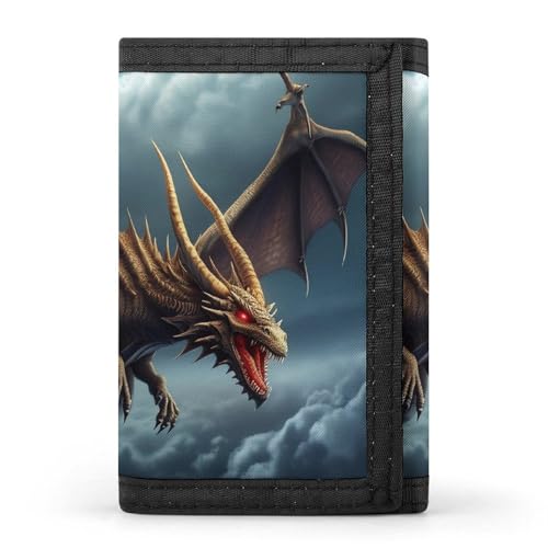 FZQVSGW Eine dreifach gefaltete Pizza-Geldbörse mit 8 Kartenfächern, Kreditkartenhalter, geteilte Geldtasche, Flying Dragon, Einheitsgröße, Modern von FZQVSGW