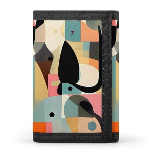 FZQVSGW Eine dreifach gefaltete Pizza-Geldbörse mit 8 Kartenfächern, Kreditkartenhalter, geteilte Geldtasche, Mid Century Modern Art Cat, Einheitsgröße, Modern von FZQVSGW