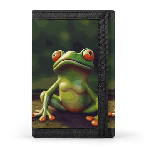 FZQVSGW Funny Green Frogs Trifold Wallet Coin Purse With 8 Card Slots Credit Card Holder Divided Billfold Wallet, Lustige grüne Frösche, Einheitsgröße, Modern von FZQVSGW