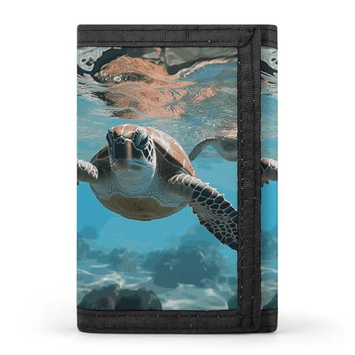 FZQVSGW Galaxy Tiger Trifold Wallet Coin Purse With 8 Card Slots Credit Card Holder Divided Billfold Wallet, Meeresschildkröte, Einheitsgröße, Modern von FZQVSGW
