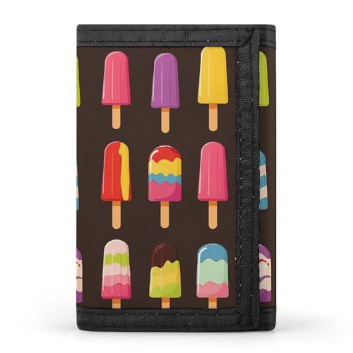 FZQVSGW Geldbörse mit Kanada-Flagge, dreifach gefaltet, Münzgeldbörse mit 8 Kartenfächern, Kreditkartenhalter, geteilte Geldtasche, Eis am Stiel und Eis, Einheitsgröße, Modern von FZQVSGW