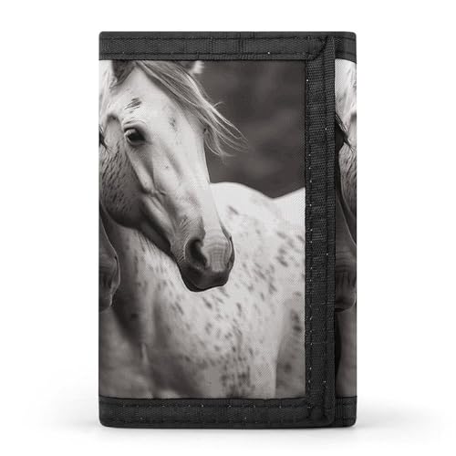 FZQVSGW Guitars Trifold Wallet Coin Purse With 8 Card Slots Credit Card Holder Divided Billfold Wallet, Schwarze und weiße Pferde, Einheitsgröße, Modern von FZQVSGW