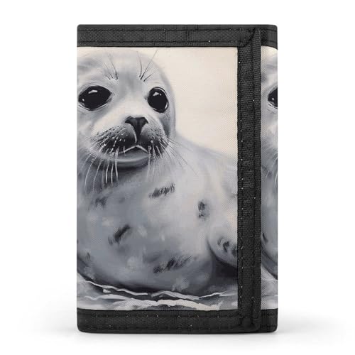 FZQVSGW Harp Seal Painting Trifold Wallet Coin Purse With 8 Card Slots Credit Card Holder Divided Billfold Wallet, Harfen-Siegelmalerei, Einheitsgröße, Modern von FZQVSGW