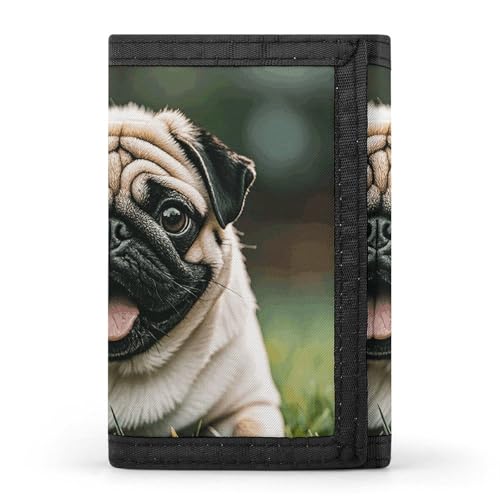 FZQVSGW Harp Seal Painting Trifold Wallet Coin Purse With 8 Card Slots Credit Card Holder Divided Billfold Wallet, Mops, Einheitsgröße, Modern von FZQVSGW