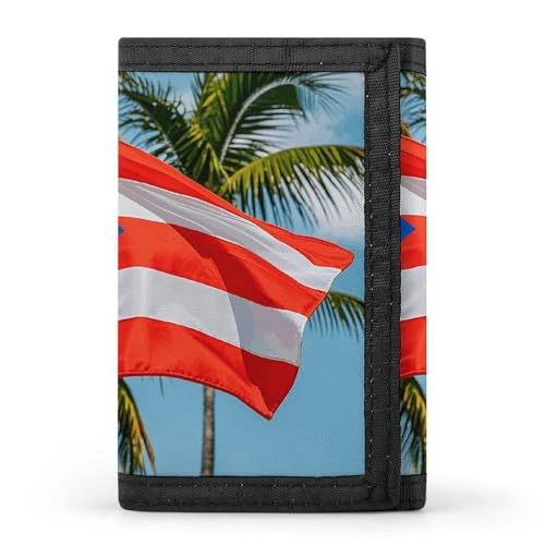 FZQVSGW Harp Seal Painting Trifold Wallet Coin Purse With 8 Card Slots Credit Card Holder Divided Billfold Wallet, Puerto Rico Flags Frosch Palmen, Einheitsgröße, Modern von FZQVSGW