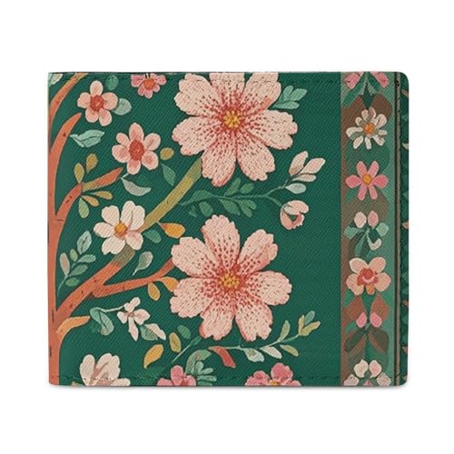 FZQVSGW Heißluftballon-Muster Geldbörse, Leder Bifold Wallet Slim und Stylish PU Kartenhalter Kleine Münzbörse, Grüner Baum des Lebens, Einheitsgröße von FZQVSGW