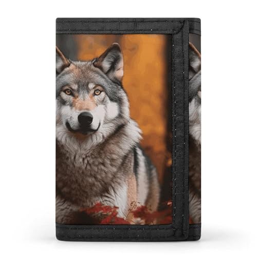 FZQVSGW Igel dreifach gefaltete Geldbörse mit 8 Kartenfächern, Kreditkartenhalter, geteilte Geldtasche, wolf, Einheitsgröße, Modern von FZQVSGW