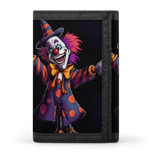 FZQVSGW Las Vegas Night dreifach gefaltete Geldbörse mit 8 Kartenfächern, Kreditkartenhalter, geteilte Geldtasche, Niedlicher Cartoon-Clown, Einheitsgröße, Modern von FZQVSGW