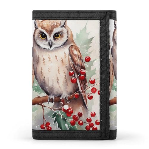 FZQVSGW Leaves And Panther Trifold Wallet Coin Purse With 8 Card Slots Credit Card Holder Divided Billfold Wallet, Zwei Eulen auf dem Baum, Einheitsgröße, Modern von FZQVSGW