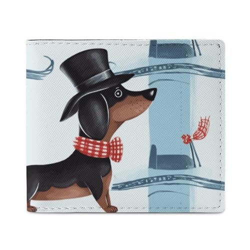 FZQVSGW Lebkuchenhaus Geldbörse, Leder Bifold Wallet Slim und Stylish PU Kartenhalter Kleine Münzbörse, Pariser Dackel, Einheitsgröße von FZQVSGW