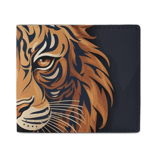 FZQVSGW Leder Geldbörse für Herren Neujahr Tiger Logo Design Bifold Wallet PU Kartenhalter Kleiner Kreditkartenhalter Stilvolle Kleine Münzbörse für Frauen, Neujahrs-Tiger-Logo-Design, Einheitsgröße von FZQVSGW