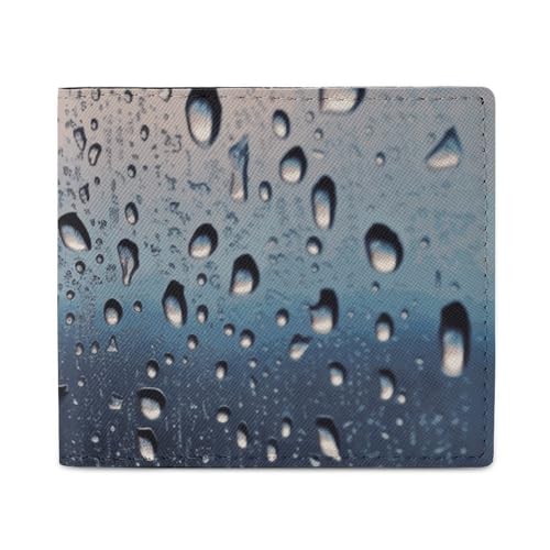 FZQVSGW Leder Geldbörse für Herren Neujahr Tiger Logo Design Bifold Wallet PU Kartenhalter Kleiner Kreditkartenhalter Stilvolle Kleine Münzbörse für Frauen, Regentropfen auf Glas, Einheitsgröße von FZQVSGW