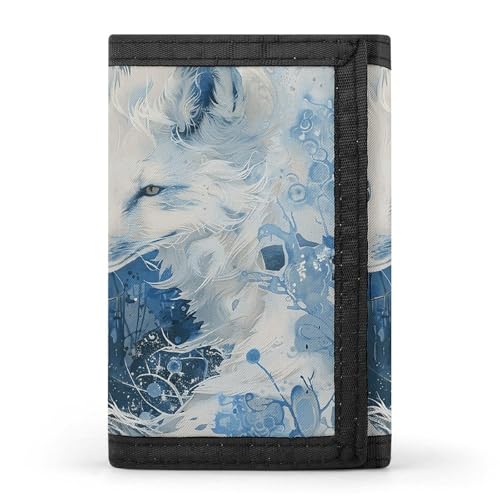 FZQVSGW Niedliche Baby-Igel-Geldbörse, dreifach gefaltet, Münzgeldbörse mit 8 Kartenfächern, Kreditkartenhalter, geteilte Geldscheinfach, Anime White Fox, Einheitsgröße, Modern von FZQVSGW