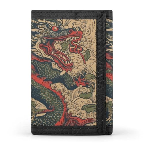 FZQVSGW Rocks And Pebbles Trifold Wallet Coin Purse With 8 Card Slots Credit Card Holder Divided Billfold Wallet, Beigefarbenes Drachenmuster, Einheitsgröße, Modern von FZQVSGW