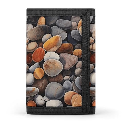 FZQVSGW Rocks And Pebbles Trifold Wallet Coin Purse With 8 Card Slots Credit Card Holder Divided Billfold Wallet, Felsen und Kieselsteine, Einheitsgröße, Modern von FZQVSGW