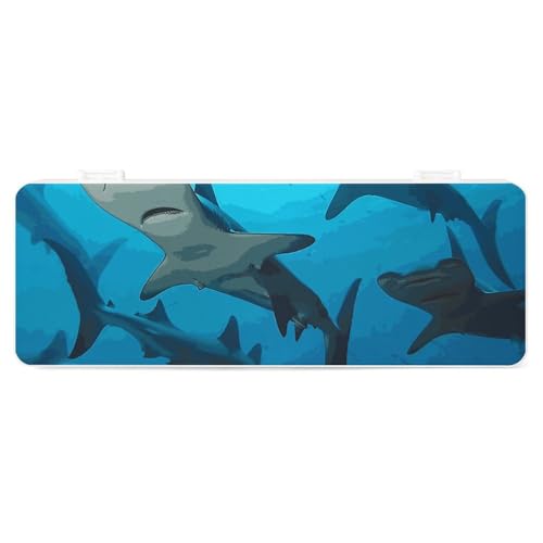 FZQVSGW Schreibwarenbox mit abnehmbarem Design, kreative minimalistische Aufbewahrungsbox, Hammerhead Sharks, ABS, langlebiges Federmäppchen, 180 ° flach und sicherer Schnappverschluss für Bürobedarf, FZQVSGW Schreibwarenbox mit abnehmbarem Design, kreative minimalistische Aufbewahrungsbox, Hammerhead Sharks, ABS, langlebiges Federmäppchen, 180 ° flach und sicherer Schnappverschluss für Bürobedarf, von FZQVSGW
