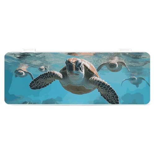 FZQVSGW Schreibwarenbox mit abnehmbarem Design, kreative minimalistische Aufbewahrungsbox, Meeresschildkröte, ABS, langlebiges Federmäppchen, 180° flach aufliegend und sicherer Schnappverschluss für von FZQVSGW