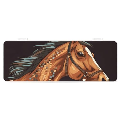 FZQVSGW Schreibwarenbox mit abnehmbarem Design, kreative minimalistische Aufbewahrungsbox, braunes Pferd, ABS, langlebiges Federmäppchen, 180° flach aufliegend und sicherer Schnappverschluss für von FZQVSGW