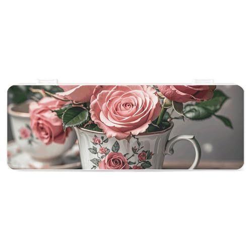 FZQVSGW Schreibwarenbox mit abnehmbarem Design, kreative minimalistische Aufbewahrungsbox, rote Pandas, ABS, langlebig, 180° flach aufliegend & sicherer Schnappverschluss für Bürobedarf, Teebecher mit von FZQVSGW