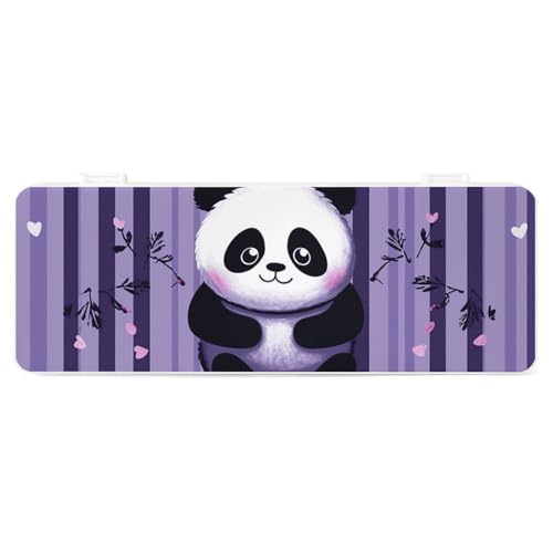 FZQVSGW Schreibwarenbox mit abnehmbarem Design, kreative minimalistische Aufbewahrungsbox, violett, gestreift, Panda, ABS, langlebig, 180° flach aufliegend und sicherer Schnappverschluss für von FZQVSGW
