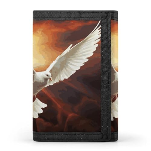 FZQVSGW Sea Sunset Flying Dragon Trifold Wallet Coin Purse With 8 Card Slots Credit Card Holder Divided Billfold Wallet, Dove Sun Art, Einheitsgröße, Modern von FZQVSGW