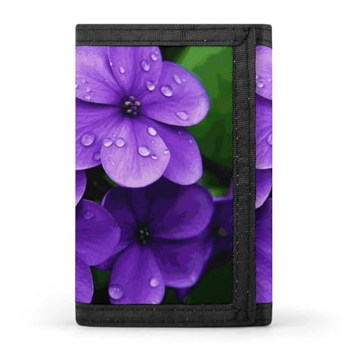 FZQVSGW Sea Sunset Flying Dragon Trifold Wallet Coin Purse With 8 Card Slots Credit Card Holder Divided Billfold Wallet, Violette Blume, Einheitsgröße, Modern von FZQVSGW