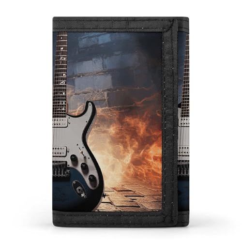 FZQVSGW Süße Eule Baby dreifach gefaltete Geldbörse Münzbörse mit 8 Kartenfächern Kreditkartenhalter geteilte Geldscheinfach Geldbörse, E-Gitarre, Einheitsgröße, Modern von FZQVSGW