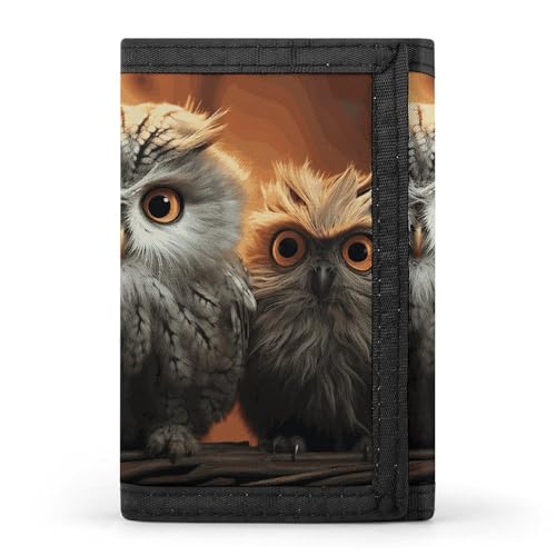 FZQVSGW Süße Eule Baby dreifach gefaltete Geldbörse Münzbörse mit 8 Kartenfächern Kreditkartenhalter geteilte Geldscheinfach Geldbörse, Niedliche Eule Baby, Einheitsgröße, Modern von FZQVSGW