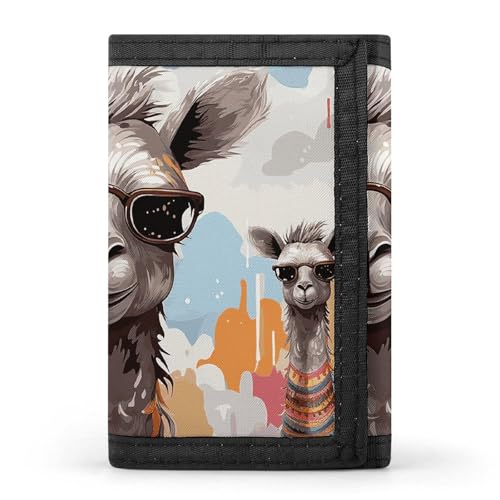 FZQVSGW Süße Eule Baby dreifach gefaltete Geldbörse Münzbörse mit 8 Kartenfächern Kreditkartenhalter geteilte Geldscheinfach Geldbörse, Niedliche Giraffe mit bunten Sonnenbrillen, Einheitsgröße von FZQVSGW