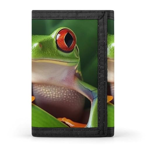 FZQVSGW Süßer Frosch dreifach gefaltete Geldbörse mit 8 Kartenfächern, Kreditkartenhalter, geteilte Geldscheinfach, Süßer Frosch, Einheitsgröße, Modern von FZQVSGW