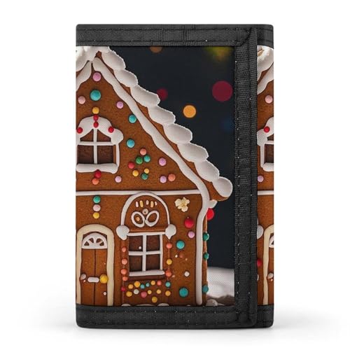 FZQVSGW Süßer Frosch dreifach gefaltete Geldbörse mit 8 Kartenfächern, Kreditkartenhalter, geteilte Geldscheinfach, Süßes Lebkuchenhaus, Einheitsgröße, Modern von FZQVSGW