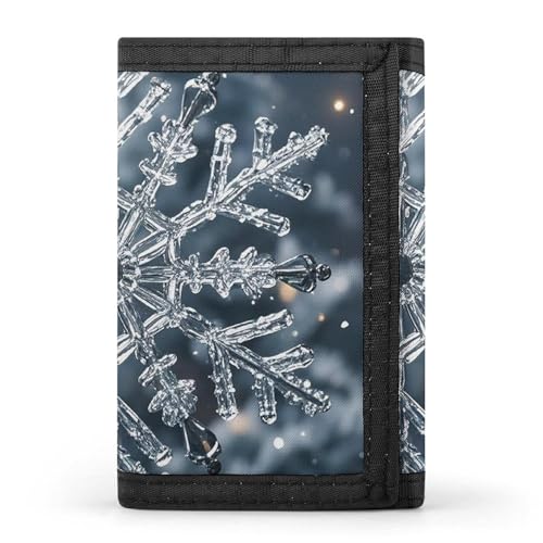 FZQVSGW Süßer Frosch dreifach gefaltete Geldbörse mit 8 Kartenfächern, Kreditkartenhalter, geteilte Geldscheinfach, Transparente Schneeflocke, Einheitsgröße, Modern von FZQVSGW