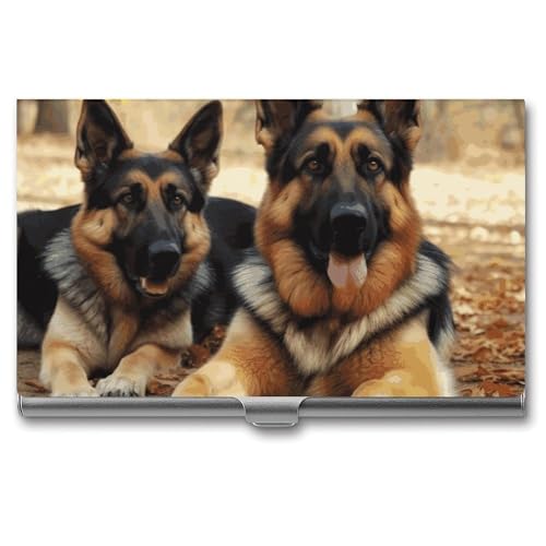 FZQVSGW Visitenkartenhalter, professionelles Visitenkartenetui, Metall, Namenskartenhalter, Kunst, Visitenkarte, Deutscher Schäferhund, Organizer, schlanke Tasche, Kartenhalter für Männer und Frauen, von FZQVSGW