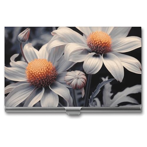 FZQVSGW Visitenkartenhalter, professionelles Visitenkartenetui, Metall, Namenskartenhalter, Kunst, Visitenkarte, moderne Blumenmalerei, Organizer, schlanke Tasche, Kartenhalter für Männer und Frauen, von FZQVSGW