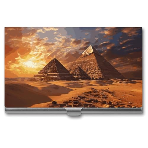 FZQVSGW Visitenkartenhalter Metall Slim Visitenkartenetui Ägyptische Pyramiden Pocket Kartenhalter für Frauen oder Männer Professionelle Geldbörse Namenskartenhalter Schnalle Stil Verschluss von FZQVSGW