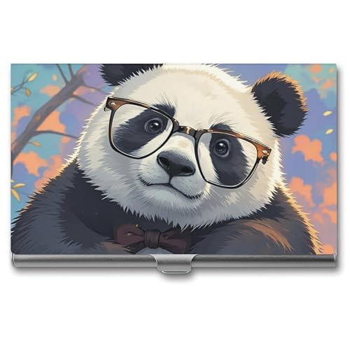 FZQVSGW Visitenkartenhalter Metall Slim Visitenkartenetui Die Hexe des Waldes Pocket Kartenhalter für Frauen oder Männer Professionelle Geldbörse Namenskartenhalter Schnalle Stil Verschluss Panda mit von FZQVSGW