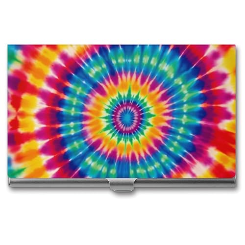 FZQVSGW Visitenkartenhalter Metall Slim Visitenkartenetui Dove Sun Art Pocket Karten Halter für Damen oder Herren Professionelle Geldbörse Namenskartenhalter Schnalle Stil Verschluss Tie Dye Muster von FZQVSGW