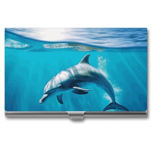 FZQVSGW Visitenkartenhalter Metall Slim Visitenkartenetui Neon Blumen Tasche Kartenhalter für Damen oder Herren Professionelle Geldbörse Namenskartenhalter Schnalle Stil Verschluss, Schwimmender von FZQVSGW