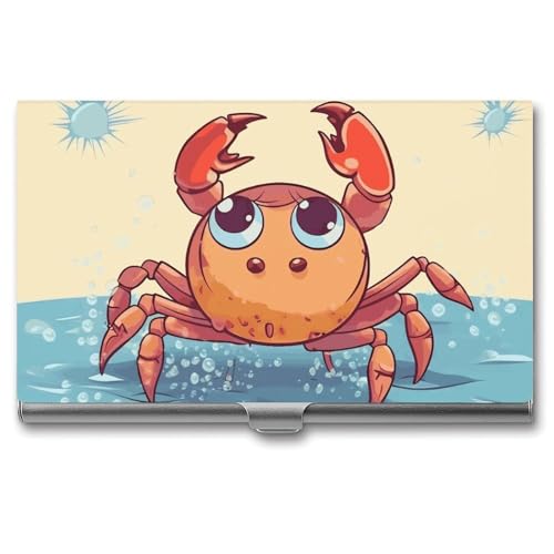 FZQVSGW Visitenkartenhalter Metall Slim Visitenkartenetui Sommer Cartoon Krabbe Pocket Kartenhalter für Frauen oder Männer Professionelle Geldbörse Namenskartenhalter Schnalle Stil Verschluss von FZQVSGW