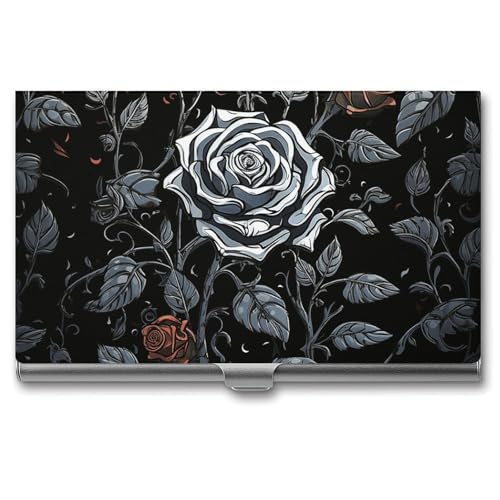 FZQVSGW Visitenkartenhalter Metall Slim Visitenkartenetui Tropische Strand Palme Pocket Kartenhalter für Frauen oder Männer Professionelle Geldbörse Namenskartenhalter Schnalle Stil Verschluss, Rose von FZQVSGW