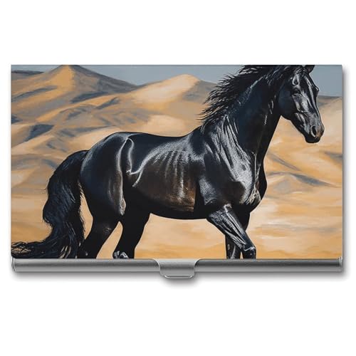 FZQVSGW Visitenkartenhalter Metall Slim Visitenkartenetui Wölfe Pocket Kartenhalter für Frauen oder Männer Professionelle Geldbörse Namenskartenhalter Schnalle Stil Verschluss, Schwarzes Arabisches von FZQVSGW